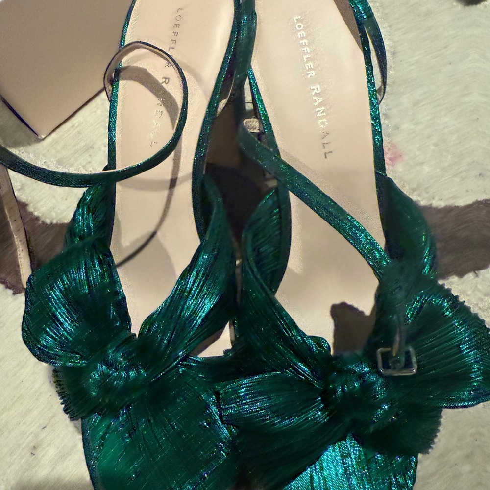 Loeffler Randall Green metallic Heels with Bow Detail size 9.5